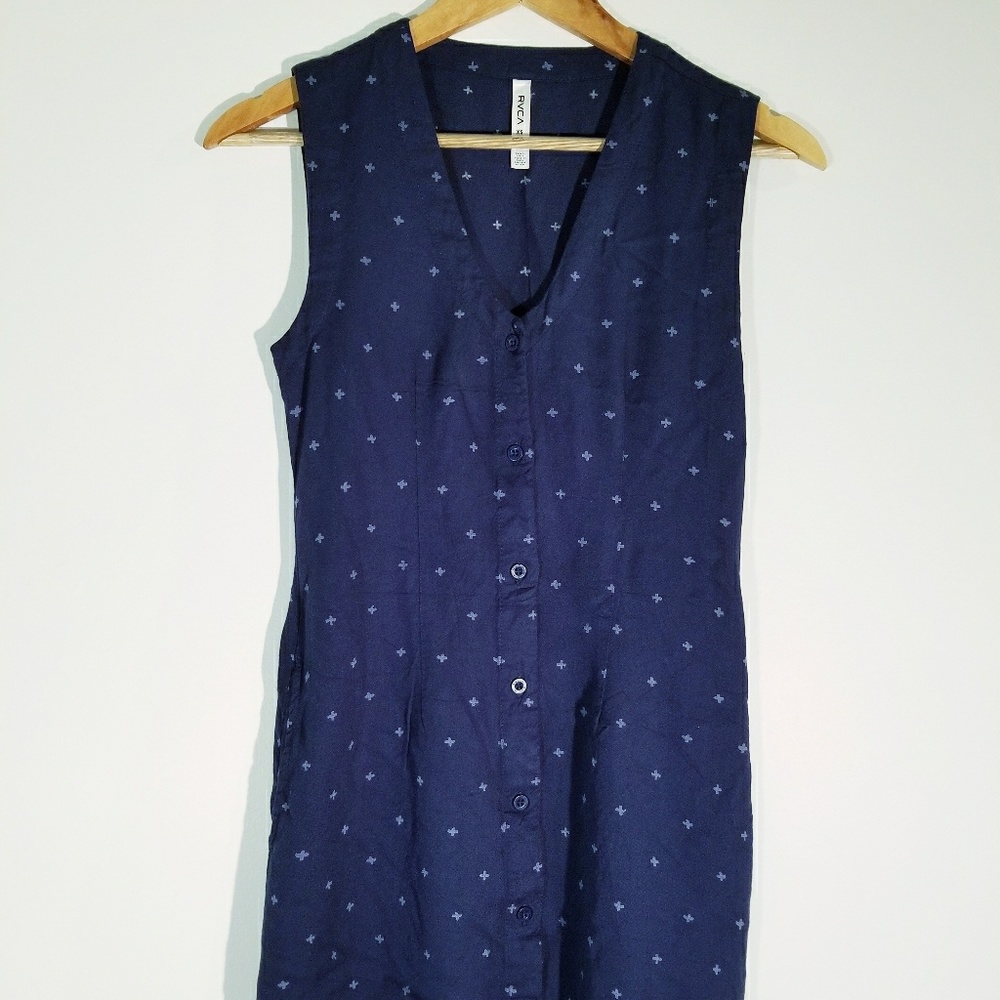 RVCA Women's Navy Button-down Mini Dress XS